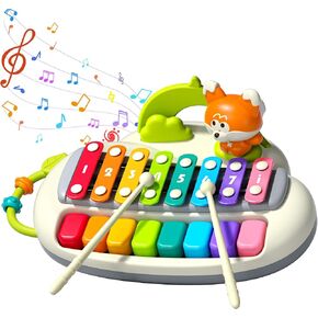 2 في واحد البيانو البيانو xylophone للأطفال الصغار ， 8 بيانو لوحة المفاتيح متعددة الألوان ، ألعاب الإيقاع الموسيقية الإيقاعية ， أدوات التعلم الموسيقي التعليمي للأطفال