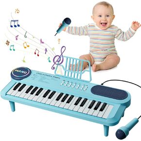Keyboard Piano for Kid, 37 Keys Baby Piano Music Keyboard with Microphone & Music Stand, Portable Instruments for Toddler 1-3, Beginners Electric Educational Birthday Gift for Boy Girl Age 2 3 4