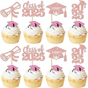 36 PCS PROM 2025 Cupcake Toppers Glitter Prom Night Party 2025 التخرج Cupcake اختيارات فئة 2025 Cupcake Decortations لعام 2025 التخرج حفلات الكعكة لحزب الحفلات اللوازم السوداء الفضية