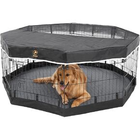 PJYuCien Dog Playpen Bottom Pad + Top Cover,Fits 24 Inch 8 Panels Regular Octagon Metal Exercise Pet Pen,Black (Note:Playpen Not Included !!!!)