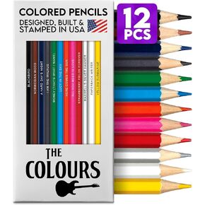 Punlabs The Color Colored Pencil مجموعة لمحبي Beatles-12 أقلام محاكاة محاكاة محاكاة مستوحاة من فريق البيتل