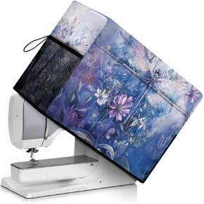 Elegant Sewing Element Sewing Machine Cover,Protective Cover with Side Handle and Sewing Essentials Pockets,Dust & Pet Hair Protection,Fits Standard Singer & Brother Machine