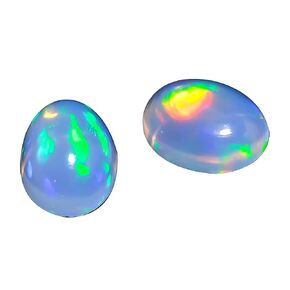 Aura Gems Natural Ethiopian Opal Oval Cabochon ، Opal Older Gemstone لصنع المجوهرات ، تلعب النار ألوان Opal Oval Cabochon قطع جميع أحجام المعايرة (حزمة حجرية ، 8x6 بيضاوي)