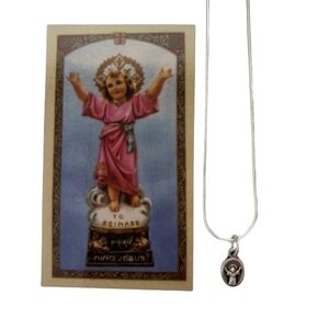 Divine Infant Necklace Sterling Silver, The Christ Child, Baby Jesus pendant chain protection, Silver medal, exorcism protection necklace for Girls and Boys