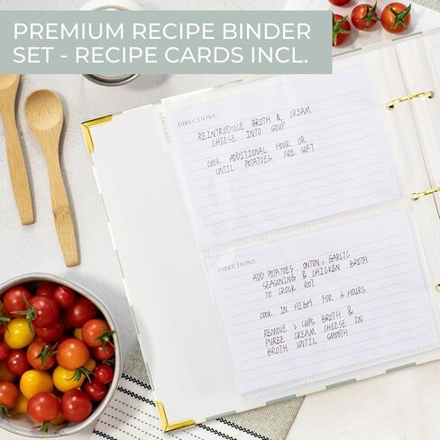 رابط وصفة جمالية مع غطاء مقاوم للماء - كتاب الوصفات المثالي مع الأكمام البلاستيكية للكتابة في الوصفات الخاصة بك - جودة كتاب طبخ فارغ ، بطاقات مدفوعة. in Kuwait