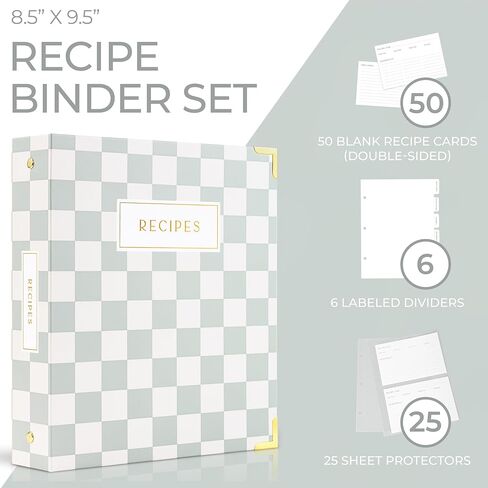 رابط وصفة جمالية مع غطاء مقاوم للماء - كتاب الوصفات المثالي مع الأكمام البلاستيكية للكتابة في الوصفات الخاصة بك - جودة كتاب طبخ فارغ ، بطاقات مدفوعة. in Kuwait