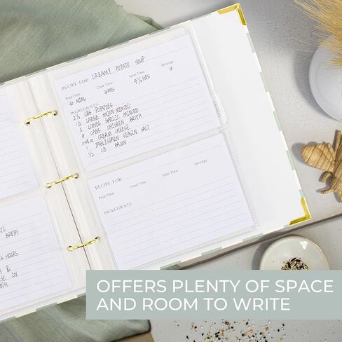 رابط وصفة جمالية مع غطاء مقاوم للماء - كتاب الوصفات المثالي مع الأكمام البلاستيكية للكتابة في الوصفات الخاصة بك - جودة كتاب طبخ فارغ ، بطاقات مدفوعة. in Kuwait