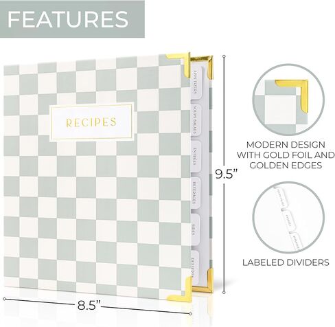 رابط وصفة جمالية مع غطاء مقاوم للماء - كتاب الوصفات المثالي مع الأكمام البلاستيكية للكتابة في الوصفات الخاصة بك - جودة كتاب طبخ فارغ ، بطاقات مدفوعة. in Kuwait