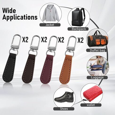 Deoward Zipper Pull Plug Leather Handle Leather Beach Repair Tab for Luggage ، و Backpacks ، و Superves ، و Sweets ، و Expres ، و Handbags (8 PCS) in Kuwait