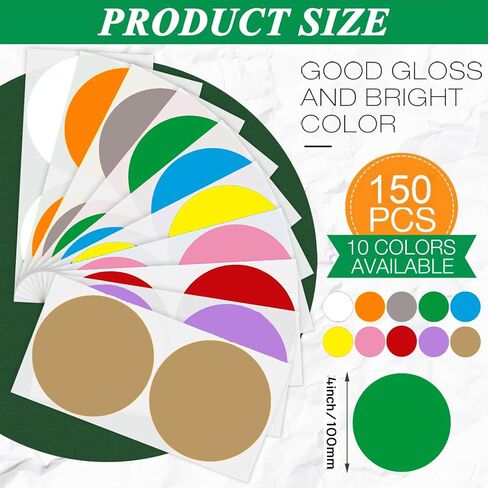 4'' Round Large Colored Moving Labels-10 Colors,Pack of 150 Circle Labels. (10 Colors, 150 Sheets) in Kuwait