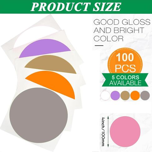 4'' Round Large Colored Moving Labels-10 Colors,Pack of 150 Circle Labels. (10 Colors, 150 Sheets) in Kuwait