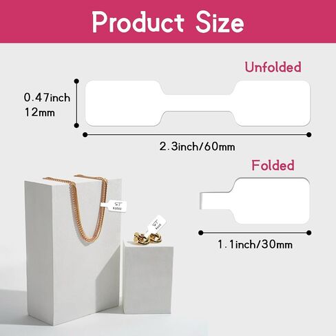 500 PCS Jewelry Price Tags Stickers Roll for Necklace Earring Price Identify, Self Adhesive White Blank Dumbbell Jewelry Tags Stickers for Bracelet, Ring, Clothing Display in Saudi Arabia