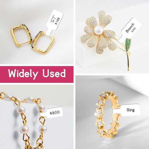500 PCS Jewelry Price Tags Stickers Roll for Necklace Earring Price Identify, Self Adhesive White Blank Dumbbell Jewelry Tags Stickers for Bracelet, Ring, Clothing Display in Saudi Arabia
