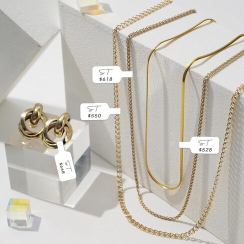 500 PCS Jewelry Price Tags Stickers Roll for Necklace Earring Price Identify, Self Adhesive White Blank Dumbbell Jewelry Tags Stickers for Bracelet, Ring, Clothing Display in Saudi Arabia