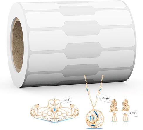 500 PCS Jewelry Price Tags Stickers Roll for Necklace Earring Price Identify, Self Adhesive White Blank Dumbbell Jewelry Tags Stickers for Bracelet, Ring, Clothing Display in Saudi Arabia
