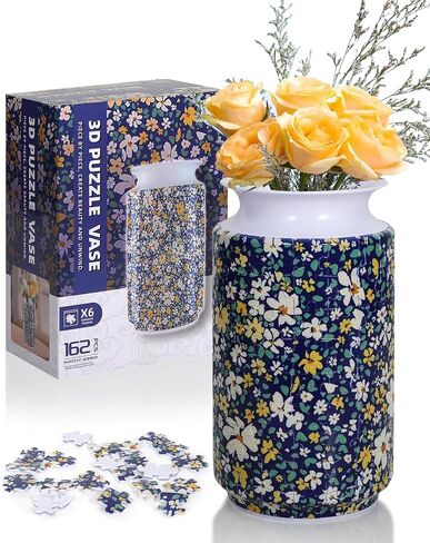 3D Puzzle Vase, 162 Pieces 3D Puzzles for Adults with Flowers, Unique Arts and Crafts for Adults, Unique Housewarning Gifts for Women, Puzzle Vase for Home and Office Decor (Petaled Shard) in Saudi Arabia