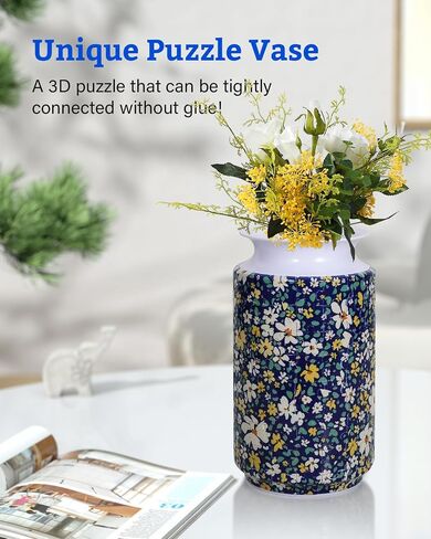 3D Puzzle Vase, 162 Pieces 3D Puzzles for Adults with Flowers, Unique Arts and Crafts for Adults, Unique Housewarning Gifts for Women, Puzzle Vase for Home and Office Decor (Petaled Shard) in Saudi Arabia