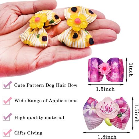 50pcs/25pairs أقواس شعر الكلب مع نمط الأزهار النابض من الفتيات للبنات Cat Rabbit Poodle Poodle Top Knot Hair Lawast in Kuwait