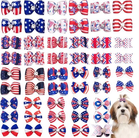 50pcs/25pairs أقواس شعر الكلب مع نمط الأزهار النابض من الفتيات للبنات Cat Rabbit Poodle Poodle Top Knot Hair Lawast in Kuwait