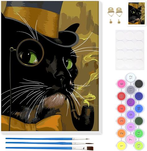 Paint by Numbers kit for Adults Framed, Animal DIY Oil Painting for Gift Acrylic Adult Paint by Number Kits, Cat Pictures Drawing Paintwork Art on Canvas, Enhance Your Artistic Skills 12x12inch in Saudi Arabia