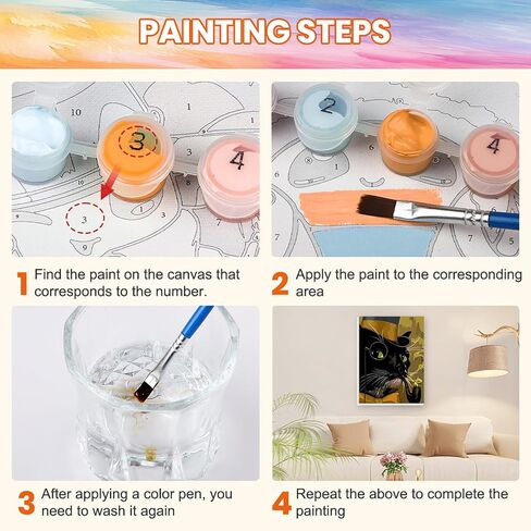Paint by Numbers kit for Adults Framed, Animal DIY Oil Painting for Gift Acrylic Adult Paint by Number Kits, Cat Pictures Drawing Paintwork Art on Canvas, Enhance Your Artistic Skills 12x12inch in Saudi Arabia
