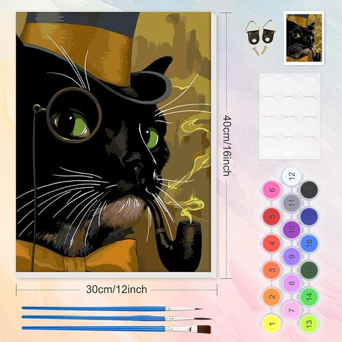 Paint by Numbers kit for Adults Framed, Animal DIY Oil Painting for Gift Acrylic Adult Paint by Number Kits, Cat Pictures Drawing Paintwork Art on Canvas, Enhance Your Artistic Skills 12x12inch in Saudi Arabia