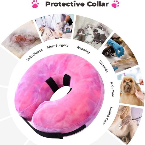 Dog Cone, Uadonile Inflatable Dog Cone Collar for Dogs and Cats, Dog Neck Collar Recovery E-Collar Alternative After Surgery, Elizabethan Collar for Dogs Recovery(Tie-dye Purple Blue, S) in Kuwait