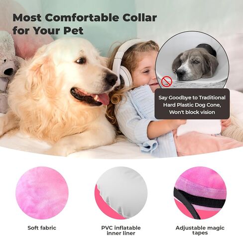 Dog Cone, Uadonile Inflatable Dog Cone Collar for Dogs and Cats, Dog Neck Collar Recovery E-Collar Alternative After Surgery, Elizabethan Collar for Dogs Recovery(Tie-dye Purple Blue, S) in Kuwait