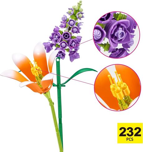 MAX Premium Flowers Building Bricks Collection (up to 243 Pieces, 2 Flowers per Capsule, 10 to Collect). (Lily and SnagDragon, 1 Capsule) in Saudi Arabia