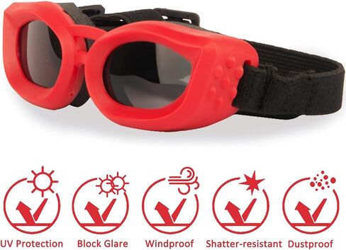 Dog Goggles Small Breed, UV/Wind/Dust/Fog Protection Pet Sunglasses with Adjustable Strap,Outdoor Dog Sunglasses for Small Dogs,Easy Wear,Soft Dog Goggles in Kuwait