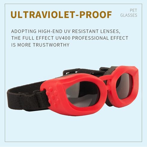 Dog Goggles Small Breed, UV/Wind/Dust/Fog Protection Pet Sunglasses with Adjustable Strap,Outdoor Dog Sunglasses for Small Dogs,Easy Wear,Soft Dog Goggles in Kuwait