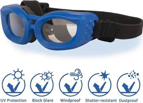 Dog Goggles Small Breed, UV/Wind/Dust/Fog Protection Pet Sunglasses with Adjustable Strap,Outdoor Dog Sunglasses for Small Dogs,Easy Wear,Soft Dog Goggles in Kuwait