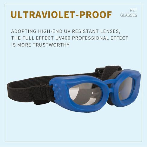 Dog Goggles Small Breed, UV/Wind/Dust/Fog Protection Pet Sunglasses with Adjustable Strap,Outdoor Dog Sunglasses for Small Dogs,Easy Wear,Soft Dog Goggles in Kuwait