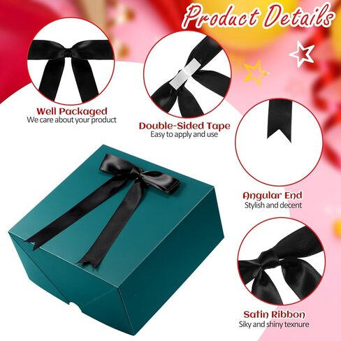 Riceshoot 24 Pcs Satin Ribbon Bows 5x7'' Self Adhesive Premade Satin Bows with Double Sided Tape for Gift Wrapping Crafts Wedding Christmas Birthday Gift Wrap(Black,1 Inch Wide) in Saudi Arabia