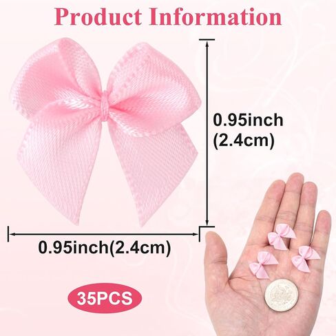 35pcs Mini Ribbon Bows, Satin Ribbon Bow, Cute Soft Bowknot Sewing Accessories for Flowers Bakery Wrapping Christmas Wedding Birthday Party Decoration- Pink in Saudi Arabia