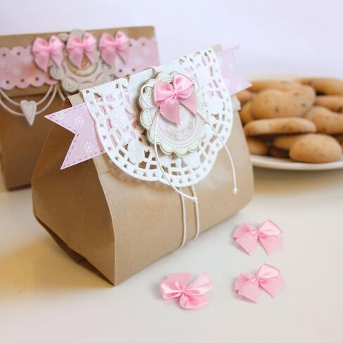 35pcs Mini Ribbon Bows, Satin Ribbon Bow, Cute Soft Bowknot Sewing Accessories for Flowers Bakery Wrapping Christmas Wedding Birthday Party Decoration- Pink in Saudi Arabia