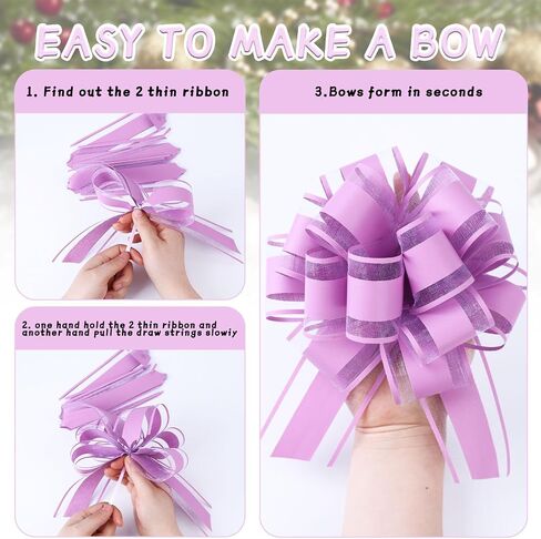12 PCS 6inch سحب القوس غلاف هدية ، سحب القوس لعيد الميلاد ، عيد الميلاد ، الحفلات ، عطلة ، صناديق هدايا القوس أقواس التعبئة والتغليف لعيد عيد الحب يعرض زهرة الزهور (الأرجواني) in Saudi Arabia