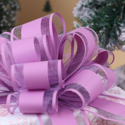 12 PCS 6inch سحب القوس غلاف هدية ، سحب القوس لعيد الميلاد ، عيد الميلاد ، الحفلات ، عطلة ، صناديق هدايا القوس أقواس التعبئة والتغليف لعيد عيد الحب يعرض زهرة الزهور (الأرجواني) in Saudi Arabia