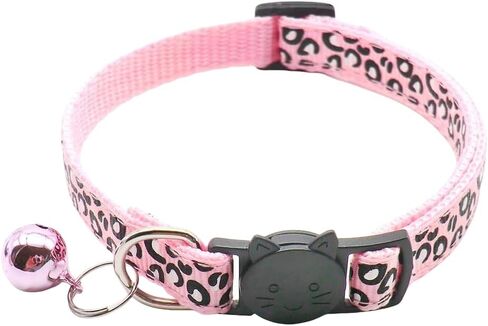 Reflective 2 Pack Breakaway Cat Collars with Bell Leopard Pattern Cute Kitty Adjustable 7.5-12.5 Inch Safe Kitten Collars Charms (Pink) in Saudi Arabia