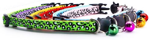 Reflective 2 Pack Breakaway Cat Collars with Bell Leopard Pattern Cute Kitty Adjustable 7.5-12.5 Inch Safe Kitten Collars Charms (Pink) in Saudi Arabia