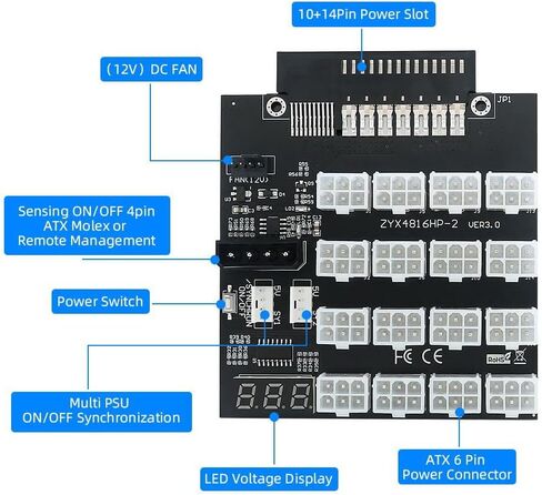 Xiwai 1200 واط خادم PSU إمدادات الطاقة لوحة القطع محول مع 17 منفذ ATX 6 دبوس ل DPS-800GB 1200FB 1200QB in Kuwait