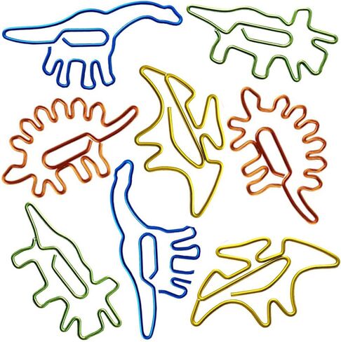 Creative Office Supplies Dinosaur Paper Clips,40pcs Dinosaur Shaped Paperclip,Metal Bookmark Clips Cute Home Office Library Paper Clip (B) … in Saudi Arabia
