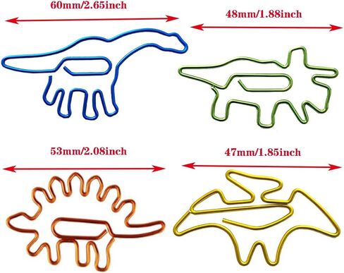 Creative Office Supplies Dinosaur Paper Clips,40pcs Dinosaur Shaped Paperclip,Metal Bookmark Clips Cute Home Office Library Paper Clip (B) … in Saudi Arabia
