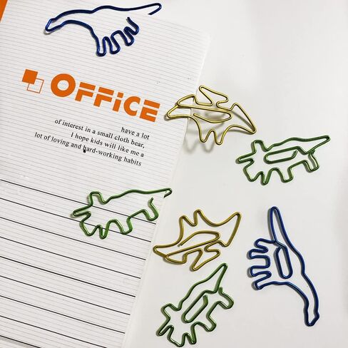 Creative Office Supplies Dinosaur Paper Clips,40pcs Dinosaur Shaped Paperclip,Metal Bookmark Clips Cute Home Office Library Paper Clip (B) … in Saudi Arabia