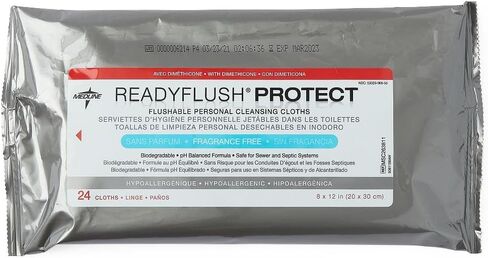 Medline MSC263811 Readyflush Biodegradable Flushable Wipes, Pack of 576, 9 ft. x 13 Inch,Dimethicone in Saudi Arabia
