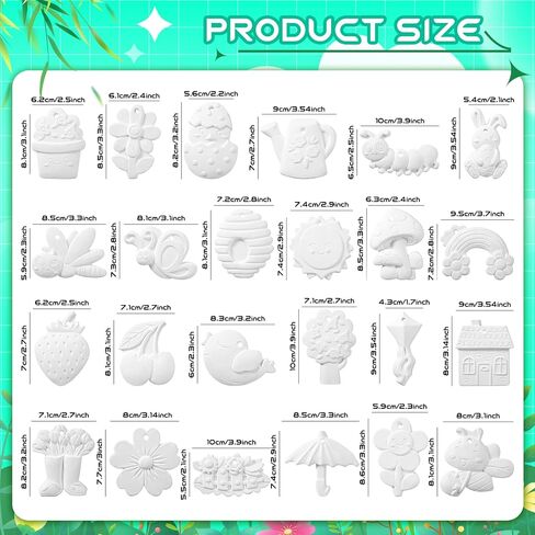 Seenelling 24 Pcs Christmas Ceramic to Paint in July Decorations Painting Kit Unpainted Plaster Statues Paint Your Own Ceramics DIY Ready to Paintable Plaster Figurines for Christmas in July in Kuwait