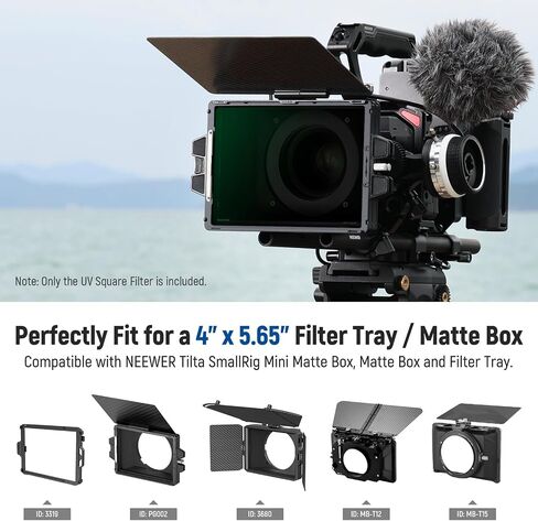 NEEWER 1/8 Black Diffusion Mist Dreamy Effect 4"x5.65" Cinema Square Filter (Rectangular) with HD Optical Glass Compatible with Tilta Compatible with SmallRig Matte Box for Cinematic Photo Videography in Saudi Arabia