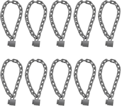 ECSiNG 10PCS Building Block Long Iron Chain Model Compatible with LEGO 30104 Length 12.7cm 21 Links Segmented Chain Construction Model Dark Gray in Saudi Arabia