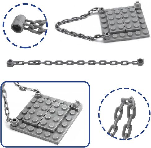 ECSiNG 10PCS Building Block Long Iron Chain Model Compatible with LEGO 30104 Length 12.7cm 21 Links Segmented Chain Construction Model Dark Gray in Saudi Arabia