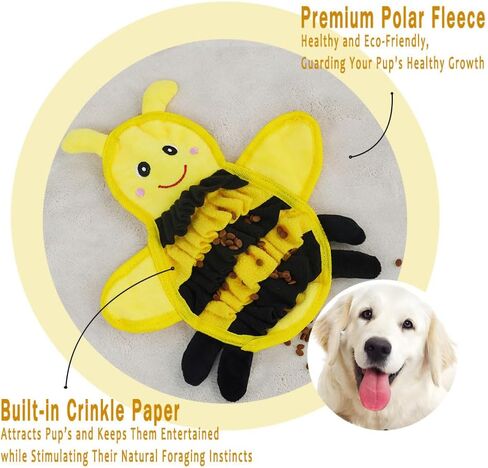 Snuffle Mat for Dogs & Cats - Polartec Sniffing Mat with Crinkle Paper | Stress Relief & Foraging Toy | Durable, Interactive Feeding Mat (Yellow Hedgehog) in Saudi Arabia